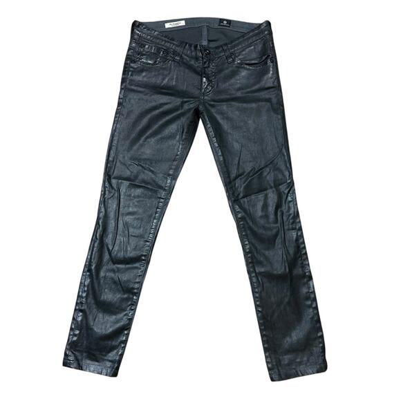 AG Adriano Goldschmeid The Legging Super Skinny Metallic Black Size 26 - Picture 1 of 6